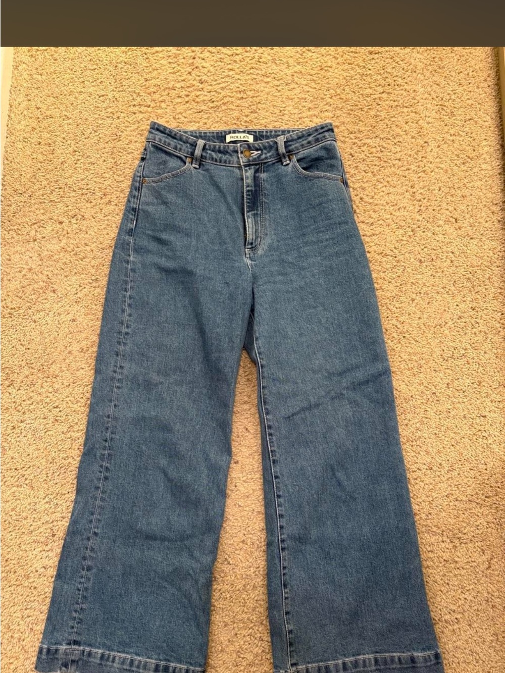 ROLLA'S High-Rise Wide-Leg Jeans in Dark Blue Denim